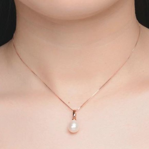 18k Rose Gold Freshwater Pearl Necklace S925 - Picture 6 of 6
